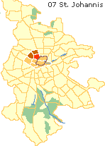 Lage St. Johannis mit Sandberg und Bielingplatz im Stadtplan