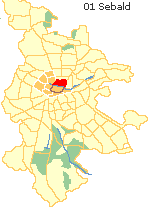 Sebald, die Obere Altstadt von Nürnberg, Lage im Stadtplan