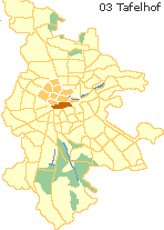 Tafelhof zwischen Altstadt und Südstadt Nürnberg, Lage des Stadtteils im Stadtplan