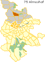 Almoshof mit Lohe im Knoblauchsland, Nordstadt von Nürnberg, Lage der Stadtteile im Stadtplan