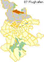 Flughafen in  Nürnbergs Norden,   Lage des Bezirkes im Stadtplan