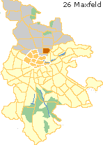 Maxfeld in der Nordstadt Nürnbergs, Lage des Stadtteils im Stadtplan