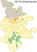 Pirckheimerstraße in Nordstadt Nürnbergs, Lage im Stadtplan