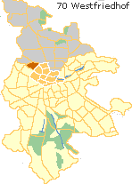 Westfriedhof in der Nordstadt von Nürnberg, Lage des Stadtteils im Stadtplan