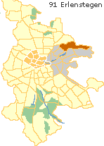 Erlemstegen in Nürnbergs Oststadt,  Lage der Stadtteile im Stadtplan