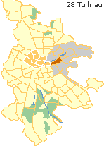 Tullnau in der Oststadt Nürnbergs, Lage des Stadtteils im Stadtplan