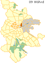 Wöhrd in der Oststadt Nürnbergs,  Lage der Stadtteile im Stadtplan