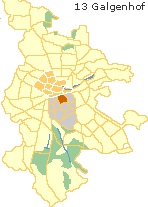 Galgenhof mit Lichtenhof in der Südstadt,  Lage der Stadtteile im Stadtplan von Nürnberg