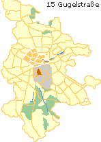 GugelStraße bzw. Rabus in der Südstadt Nürnbergs,  Lage der Stadtteile im Stadtplan