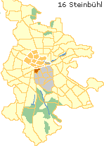 Steinbühl in der Südstadt von Nürnberg, Lage des Stadtteils im Stadtplan