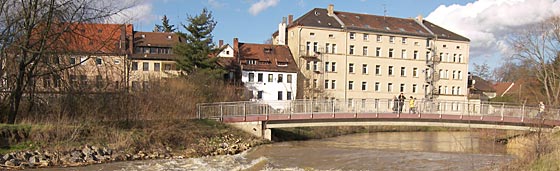 Häuser an der Silberstraße, dicht an der Pegnitz