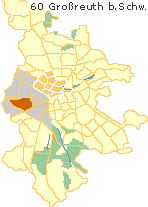 Hohe Marter in der Weststadt Nürnberg, Lage der Stadtteile im Stadtplan