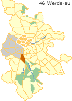  Werderau in der Weststadt Nürnberg,  Lage des Stadtteils im Stadtplan